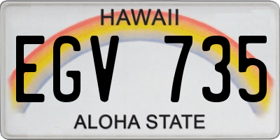 HI license plate EGV735
