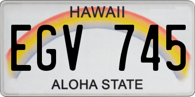 HI license plate EGV745