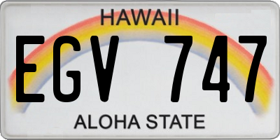 HI license plate EGV747