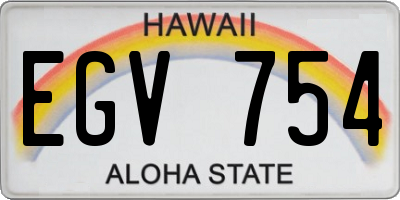 HI license plate EGV754