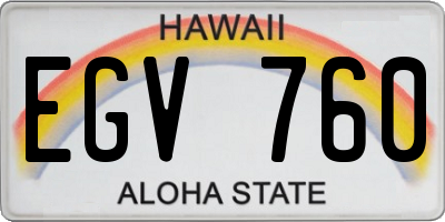 HI license plate EGV760