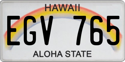 HI license plate EGV765