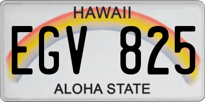 HI license plate EGV825