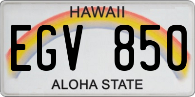 HI license plate EGV850