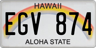 HI license plate EGV874