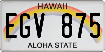 HI license plate EGV875