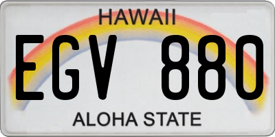 HI license plate EGV880