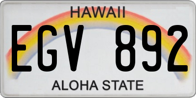 HI license plate EGV892