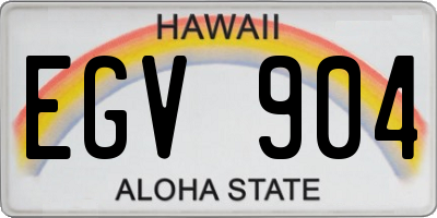 HI license plate EGV904