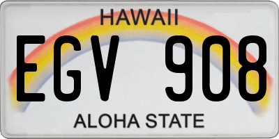 HI license plate EGV908