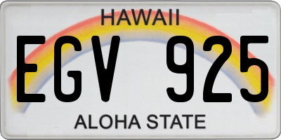 HI license plate EGV925