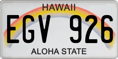 HI license plate EGV926