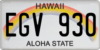 HI license plate EGV930