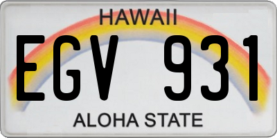 HI license plate EGV931