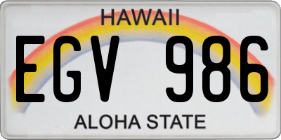 HI license plate EGV986