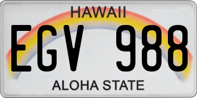 HI license plate EGV988