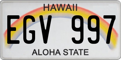 HI license plate EGV997