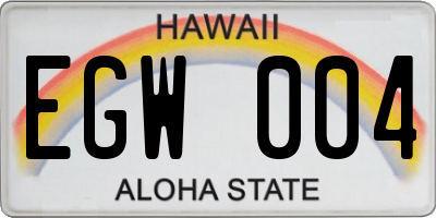 HI license plate EGW004