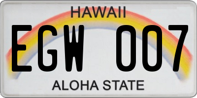 HI license plate EGW007