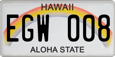 HI license plate EGW008