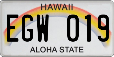 HI license plate EGW019