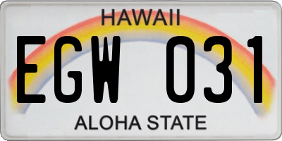 HI license plate EGW031