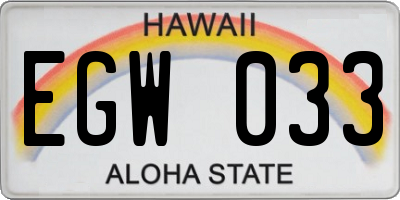 HI license plate EGW033