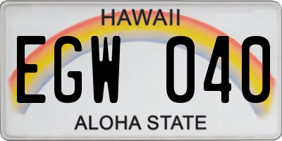 HI license plate EGW040