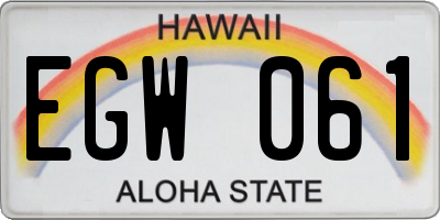HI license plate EGW061