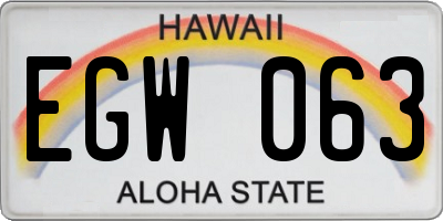 HI license plate EGW063