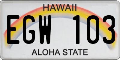 HI license plate EGW103