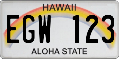 HI license plate EGW123
