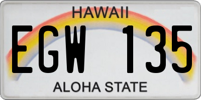 HI license plate EGW135