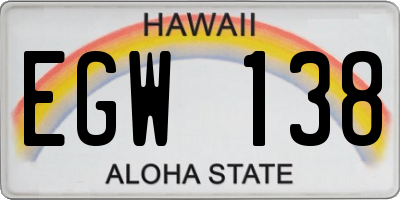 HI license plate EGW138