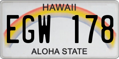 HI license plate EGW178
