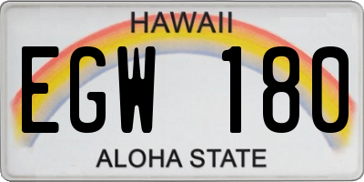 HI license plate EGW180