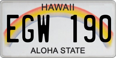 HI license plate EGW190