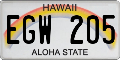 HI license plate EGW205