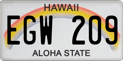HI license plate EGW209
