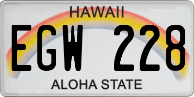 HI license plate EGW228