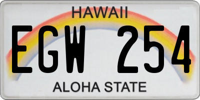 HI license plate EGW254