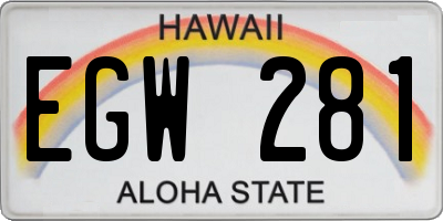 HI license plate EGW281
