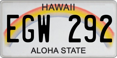 HI license plate EGW292
