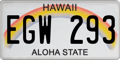 HI license plate EGW293