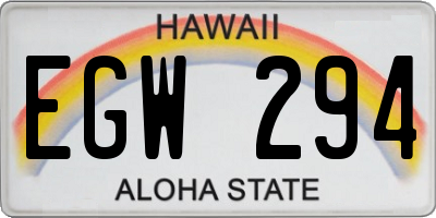 HI license plate EGW294