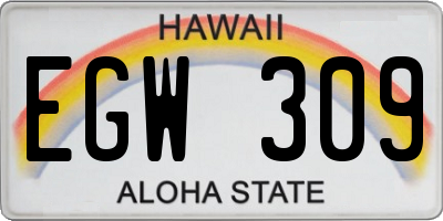 HI license plate EGW309