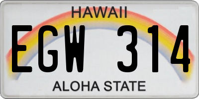 HI license plate EGW314