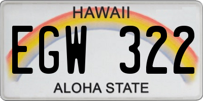 HI license plate EGW322