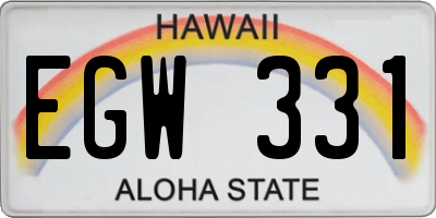HI license plate EGW331