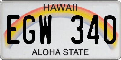 HI license plate EGW340